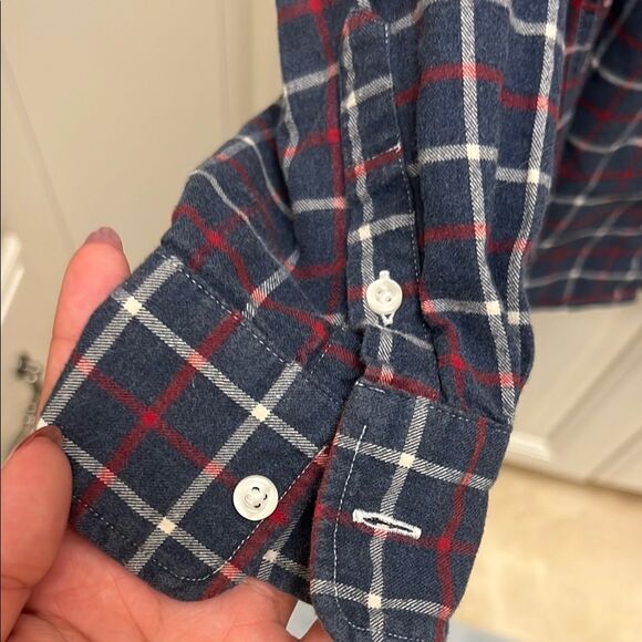 Frank & Eileen Navy Res Blue Plaid Shirt Sz XS Woven in Italy - Picture 7 of 8